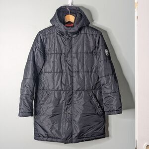 BASS Outdoor Unisex Black Quilted Long Length Heavyweight Coat Size L 14 16